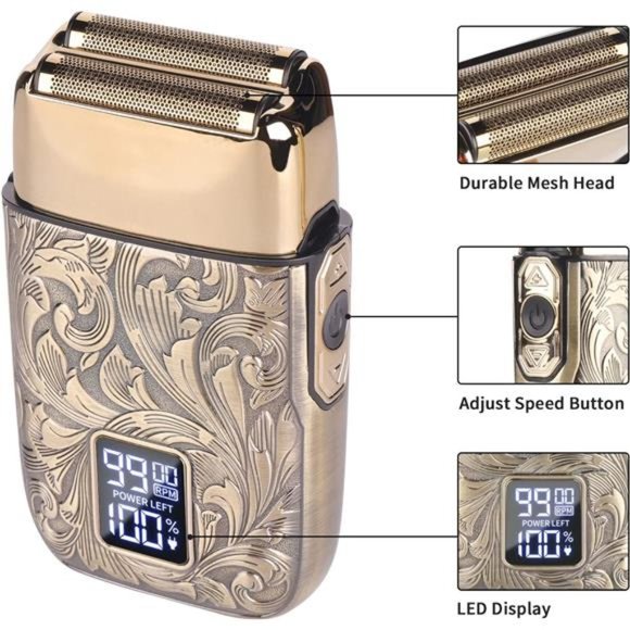 Electric Razor for Men, Double Foil Head Shaver, 3 Speeds Electric Shavers - Picture 3 of 7